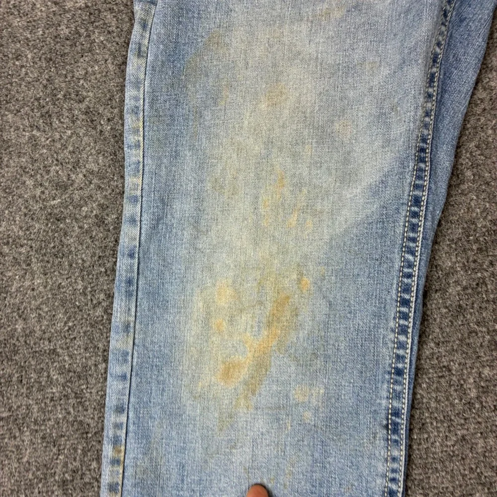 TK Axel‎ Mens Slim Bootcut Jeans Light Wash Blue Denim 32x32 Distressed Stained
